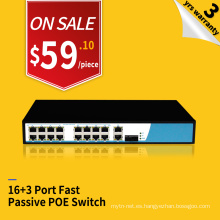 Rack mounted type 24v passive poe switch 16 port with 3 gigabit uplink port